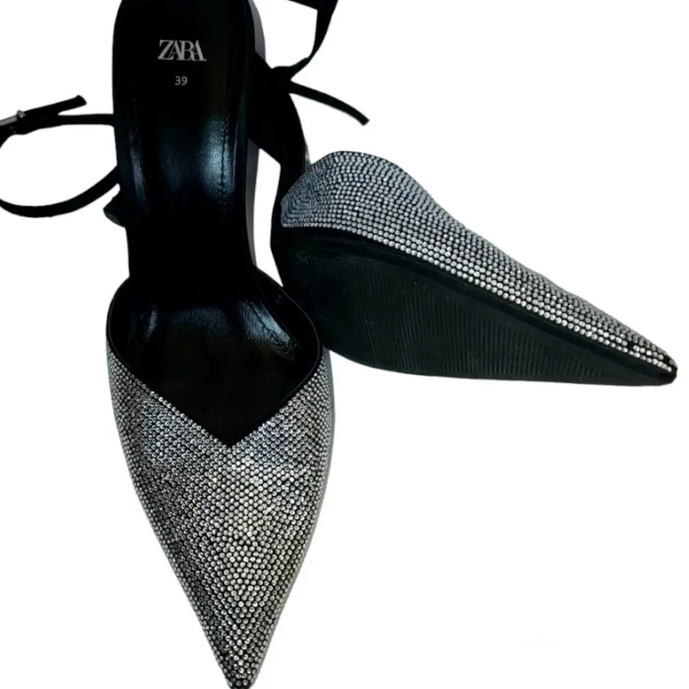 Zara Sparkly Silver rhinestone embellished sexy high heels